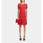 Robe Courte Rouge En Maille Ajourée Femme