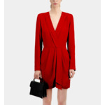Robe Courte Rouge À Pois Jacquard Femme