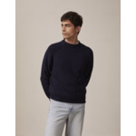 Pull col montant gareth en laine mérinos unie marine