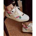 Baskets basses blanches, vertes & roses