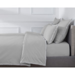 HOUSSE DE COUETTE | Pure White Percale Lavée - Light Grey - Finition White