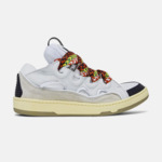 Lanvin Leather Curb Sneaker White Ivory
