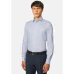 Chemise Pied-de-poule En Coton Bleu Regular Fit