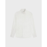 Chemise innaée col droit montant avec patte de boutonnage en satin de coton uni ecru