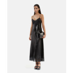 Robe Nuisette Longue À Sequins Noire Femme