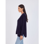 Pull poncho cachemire col V Faustine FIGUE
