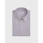 Chemise col figaret en popeline rayée rose