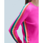 Pull Col Rond Bandes Manches Multicolore