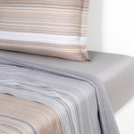 BOSS Home - Drap plat en satin de coton beige, Metastripe