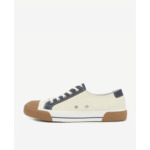 Sneakers Basses En Toile Avec Empiecements En Cuir