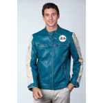 Blouson cuir 24H le mans Max ocean blue