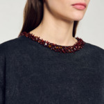 T-shirt court orné de perles