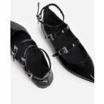Ballerines En Cuir Noir Avec Boucles Western