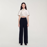 Chemise courte satinée perlée