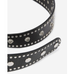 Ceinture Large Cloutée En Cuir Noir