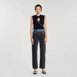 Débardeur court à découpe strassée