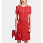 Robe Courte Rouge En Maille Ajourée Femme
