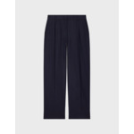 Pantalon droit grazia taille haute en twill de laine rayée marine
