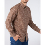 Chemise homme imprimée fleurs marron coupe ajustée