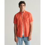 Chemise regular fit en lin teint en pièce à manches courtes