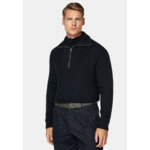 Pull Demi Zip Bleu Marine En Laine Mérinos