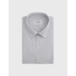 Chemise col figaret avec poignets mousquetaires en popeline rayée marine