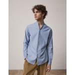 Chemise carl col droit ouvert en chambray bleu clair