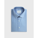 Chemise col figaret en popeline rayée bleu