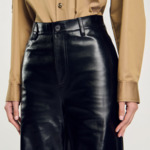 Pantalon évasé en cuir