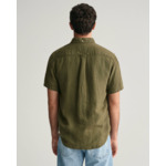 Chemise regular fit en lin teint en pièce à manches courtes