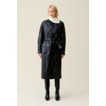 Trench-coat cuir col tailleur