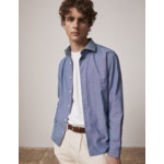 Chemise aristote col italien en chambray marine