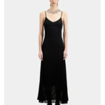 Robe Longue Noire En Maille Ajourée Femme