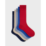 Semainier d´été de 5 chaussettes côtelées unies en double fil d'ecosse multicolor