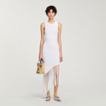 Robe longue frangée à détails crochetés