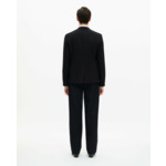 Veste Droite En Laine Piquée Noire Homme