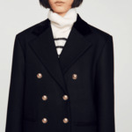 Manteau long à col en velours