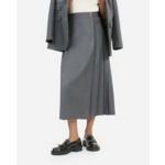 Jupe Longue Plissée En Laine Grise Femme