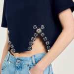 T-shirt court orné de strass