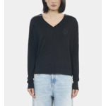 Pull En Laine Mérinos Noire Femme