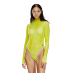 Body à col roulé en résille floquée