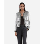 Veste À Sequins Et Perles Argentée Femme