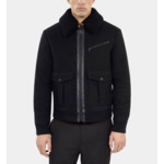 Blouson Aviateur En Laine Mélangée Noir Homme