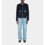 Blouson En Laine Double Face Bleu Marine Homme