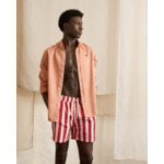 Maillot de bain rayé écru & bleu clair