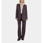 Pantalon Tailleur Large Marron Femme