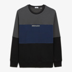 Sweat à col rond tricolore logo gris anthracite