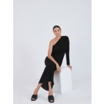 Robe longue asymétrique en cachemire Vicki NOIR