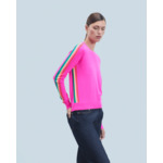 Pull Col Rond Bandes Manches Multicolore