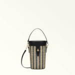 FURLA NET MINI BUCKET - TESSUTO RAFIA RIGHE+NAPPA SINTETICA
